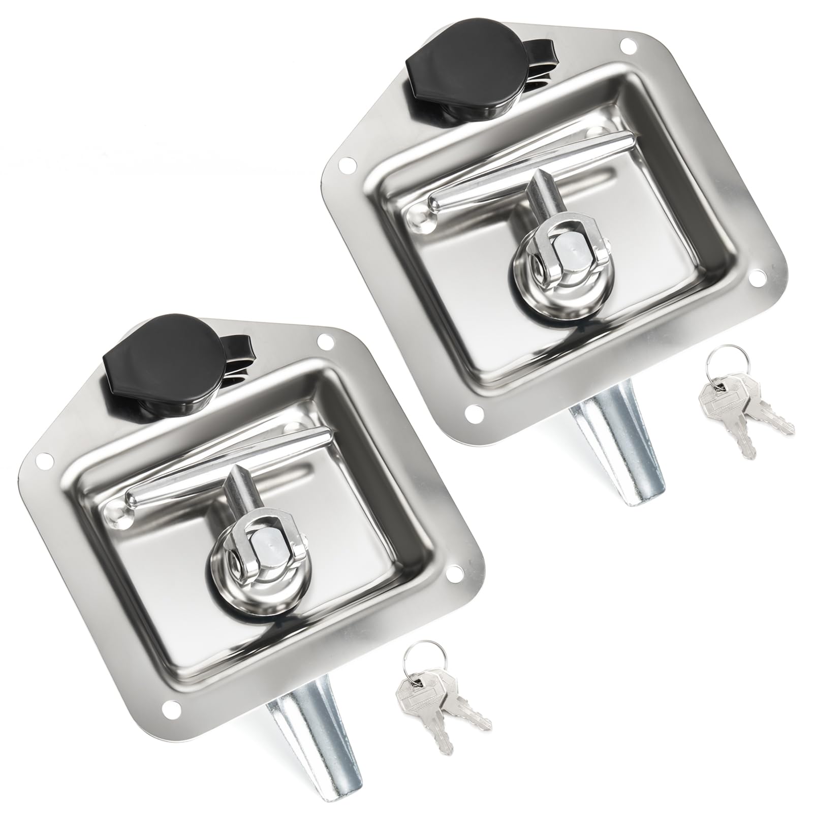 Serrure pour porte de camping-car, serrure de tiroir de camion, serrure à came avec poignée en T, en acier inoxydable, avec 2 clés, pour camping-car, camion, remorque, boîte à outils