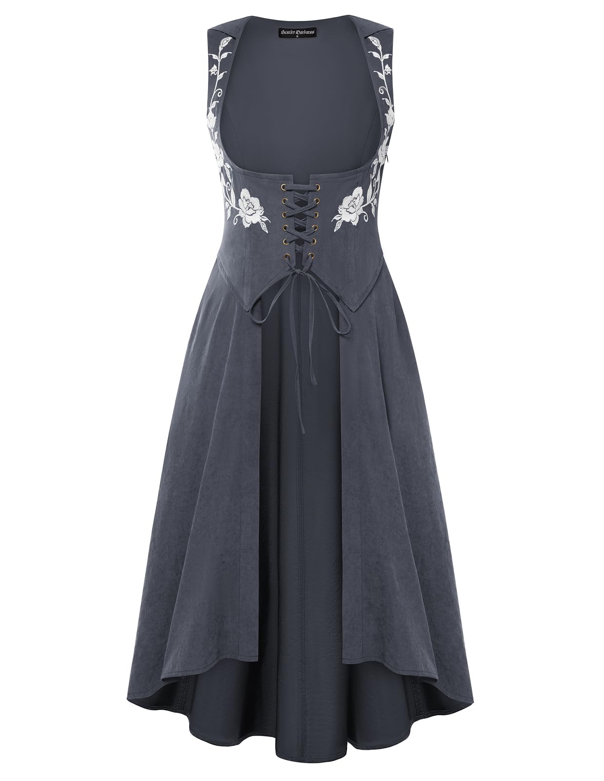 Scarlet Darkness Renaissance Hood Dress for Women Hoodie Underbust Medieval Costume with Pockets, Slate Gray, Large