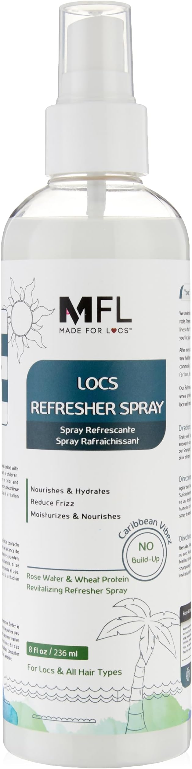 Made For Locs Vegan Rose Water Refresher Spray | Locs Moisturizer | Locs Deodorizer | Amazing Scents (Caribbean Vibez, 8 oz)