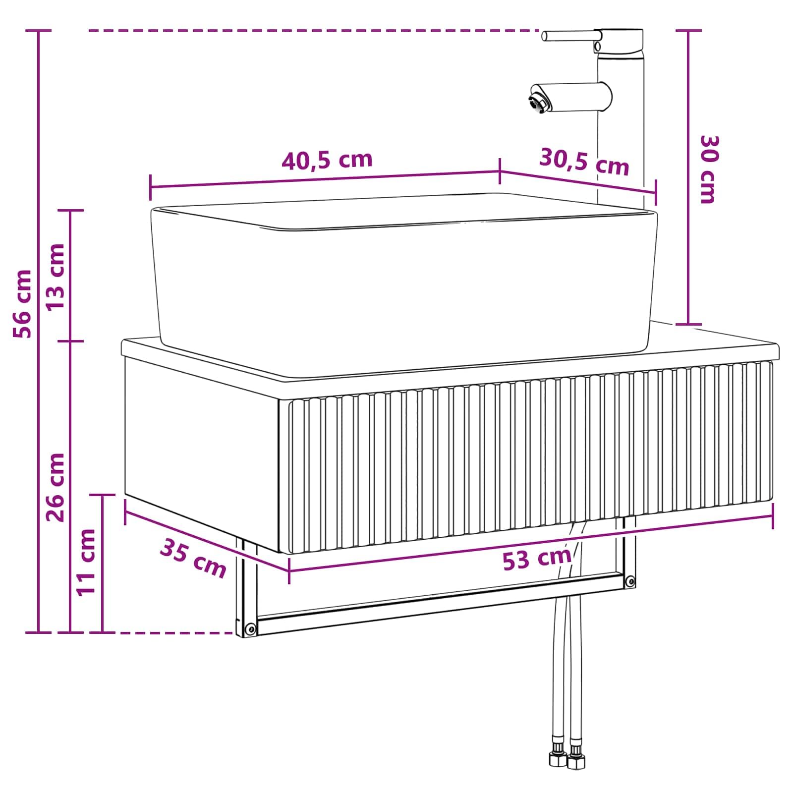 Wandmontiertes Waschbecken Grau Sonoma Holzwerkstoff 53 x 35 x 39 cm mit integriertem Becken platzsparende Wandhalterung für Badezimmer Gäste WC