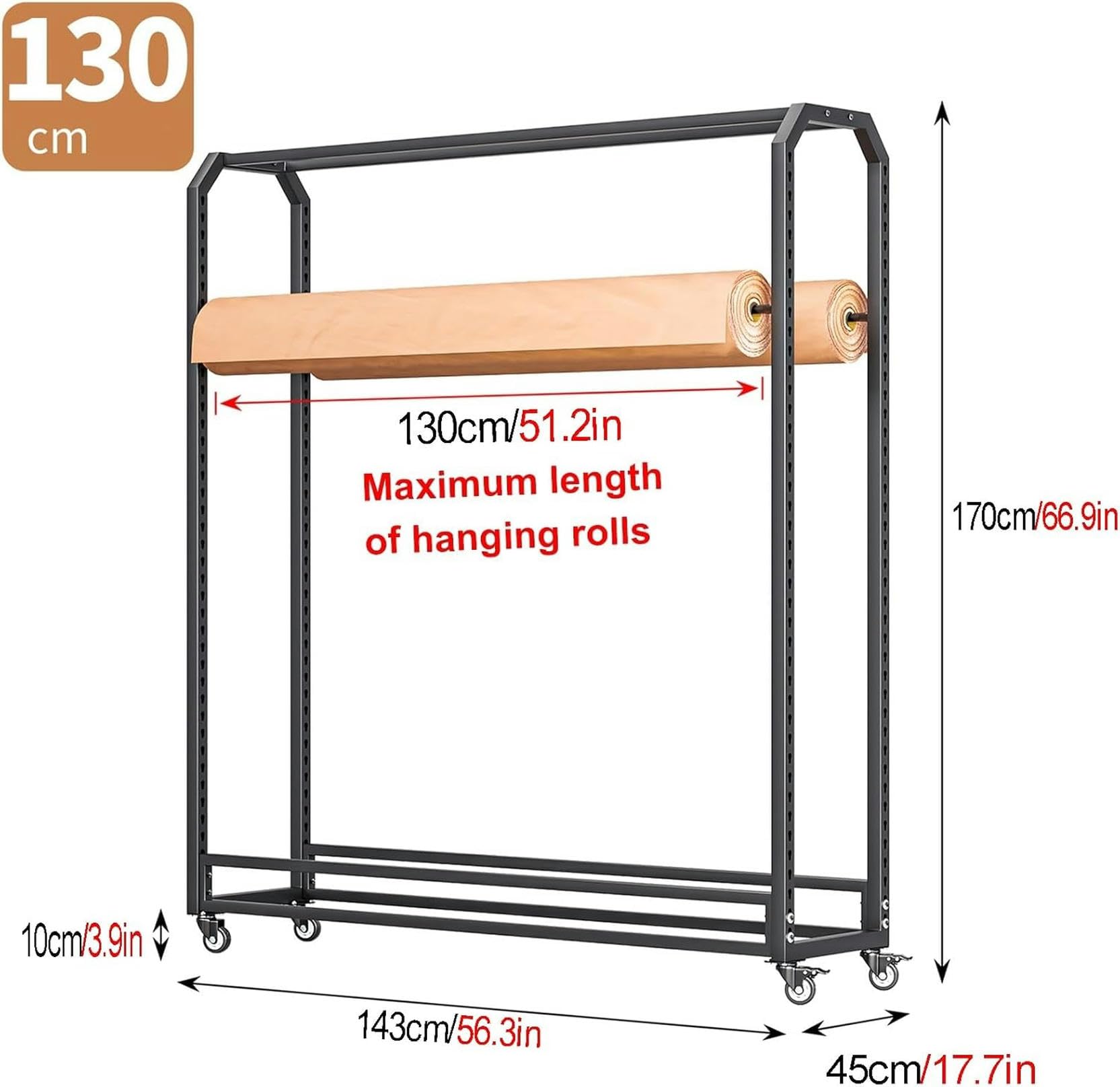 Estante de almacenamiento de acero resistente para telas, papel tapiz y película para ventanas, carrito organizador con ruedas duradero para un fácil acceso y soluciones de almacenamiento eficientes