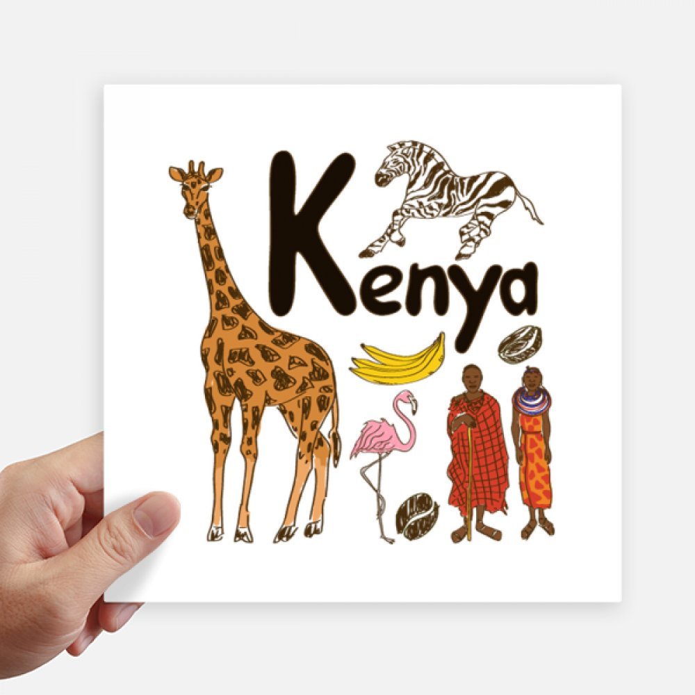 Pegatinas cuadradas de Kenia de 20 cm para decorar paredes y maletas pack de 4 unidades