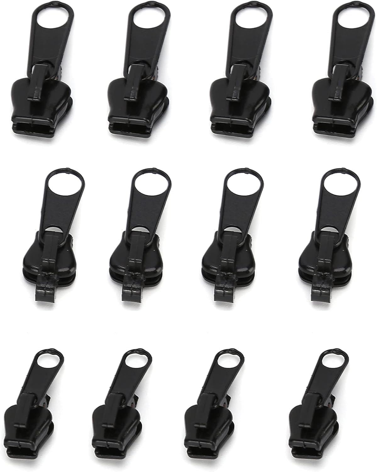 Zgluzp Black 12Pcs Fix Zip Puller,Zip Slider Repair Instant Kit,Fix Zipper Removable Rescue Replacement Pack,Instant Zipper Set,For Sewing Clothes,Jacket,Jacket Backpacks,Zipper Repair Kit Fasteners,Zippers