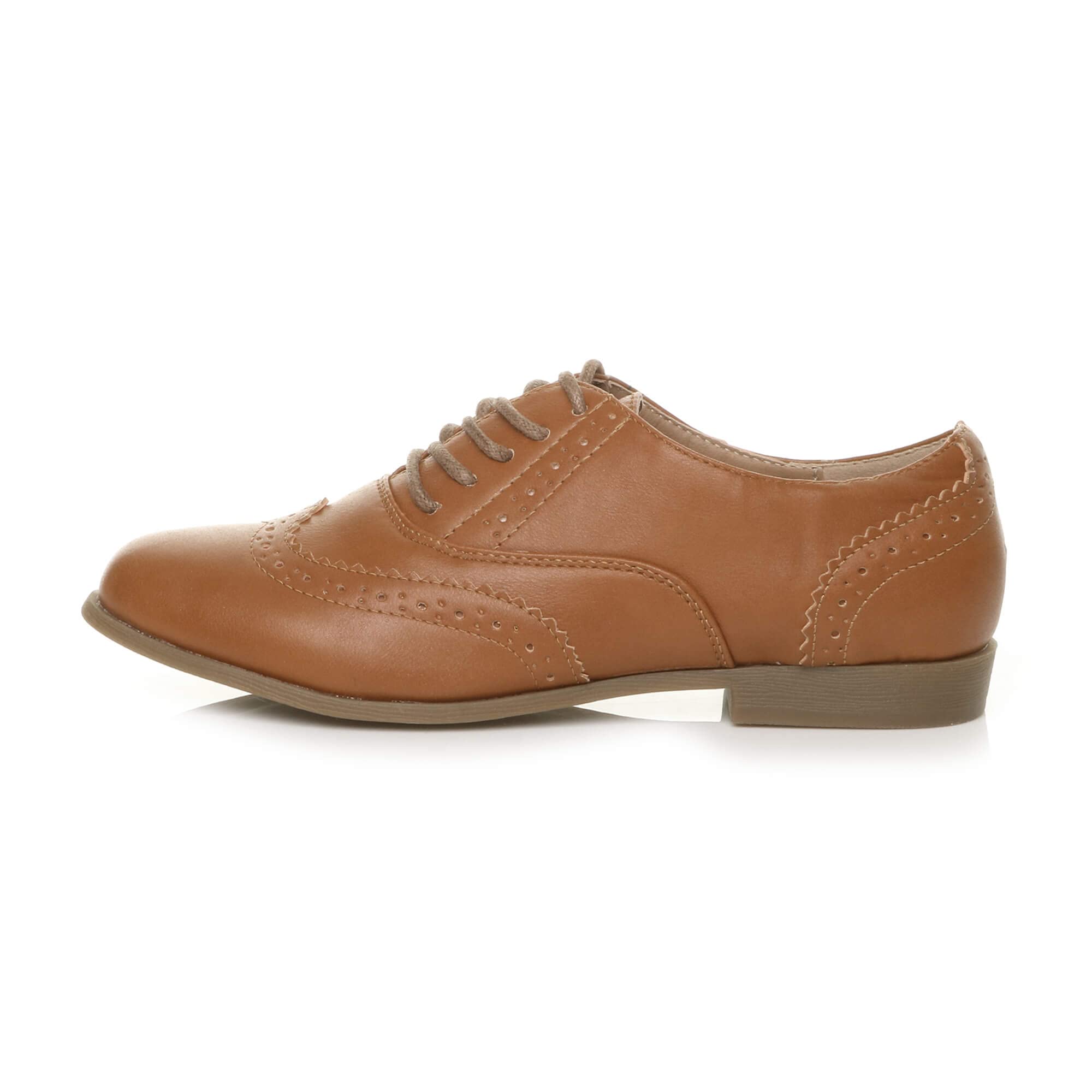 Ajvani Femmes Talon Plat et Bas élégant Classique Chaussures Oxford à Lacets Brogues Pointure