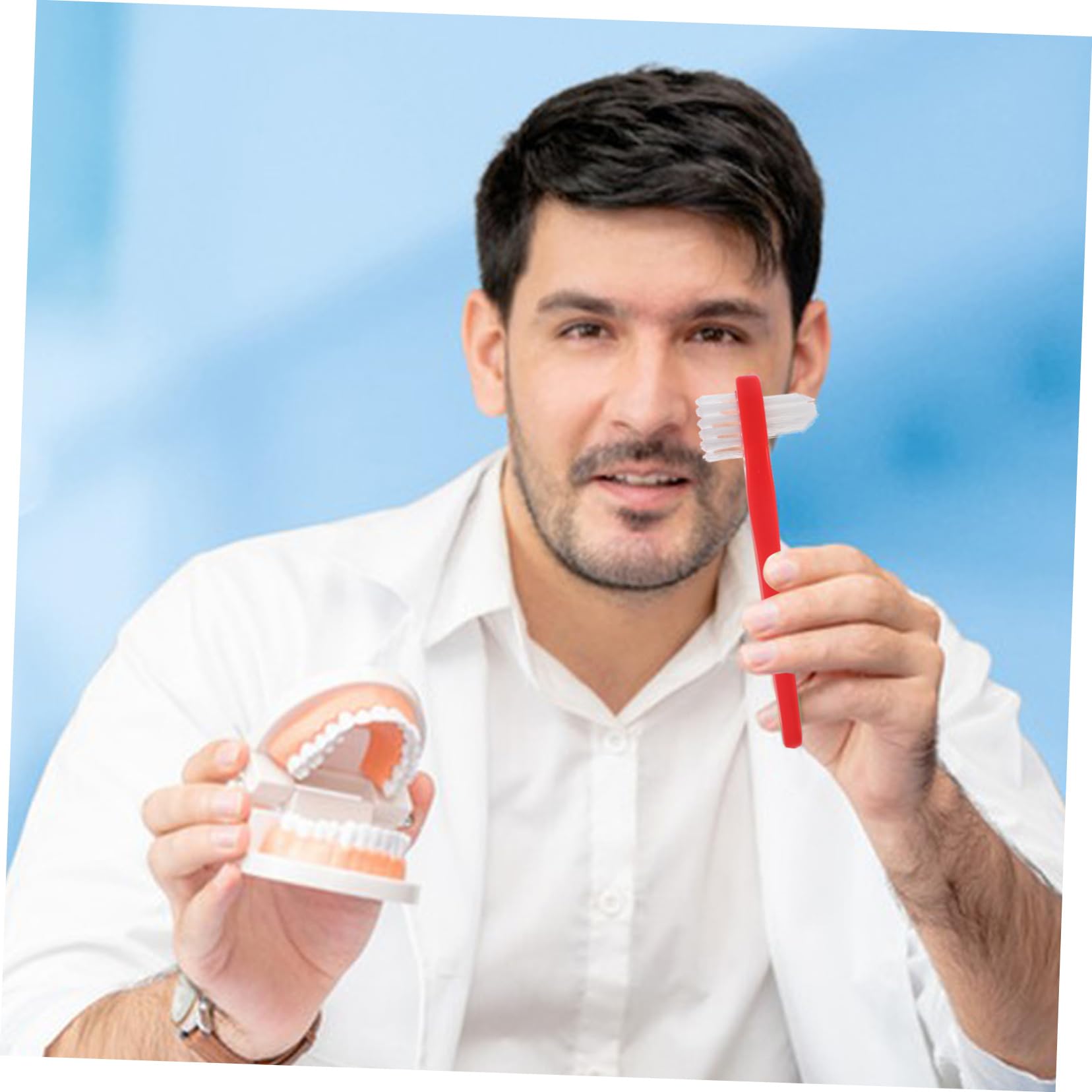 4 Set Spazzolino Per La Pulizia Delle Protesi Dentarie Spazzolino Portatile Da Viaggio Per Adulti Rigido Per Testine Con Setole 4 pezzi*4