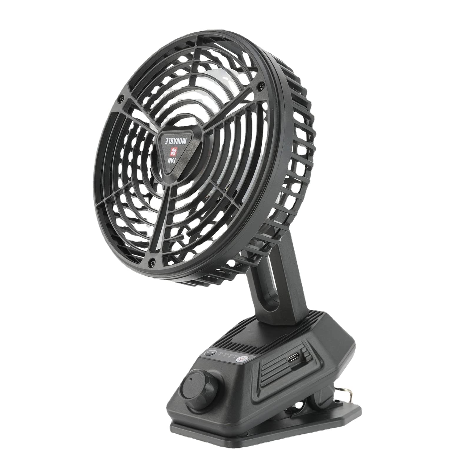 Ventilateur pour chariot extérieur et camping sans fil avec lumière et batterie de secours