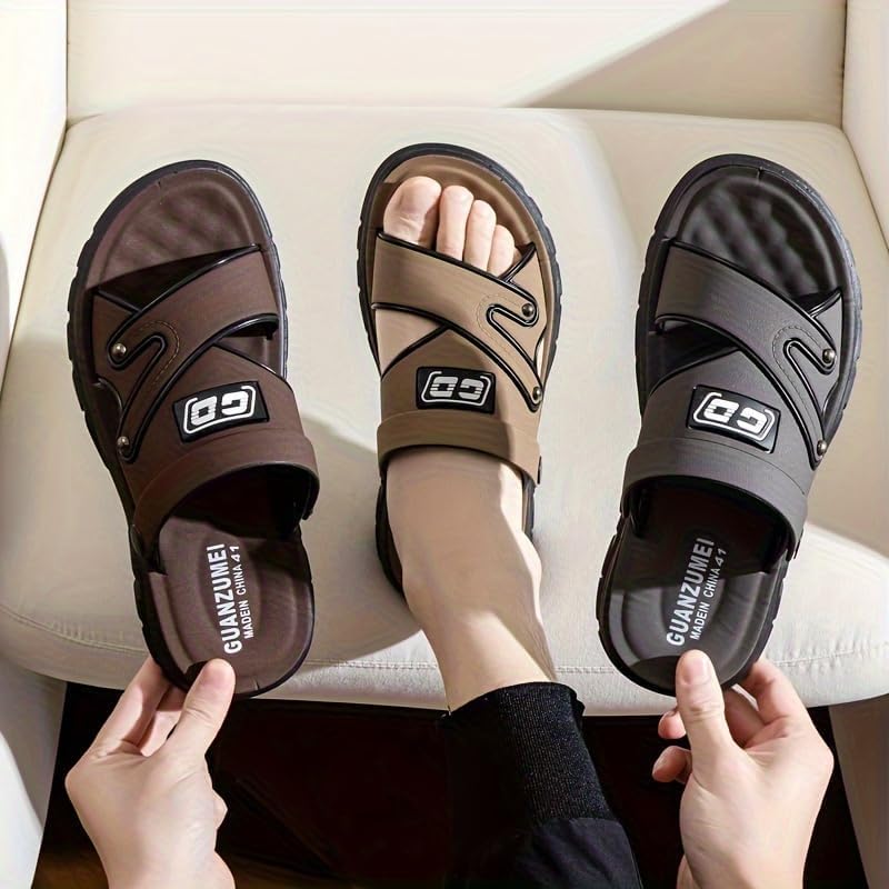 Men's slippers, men's letter design casual sandals slippers, summer outdoor non slip beach shoes2