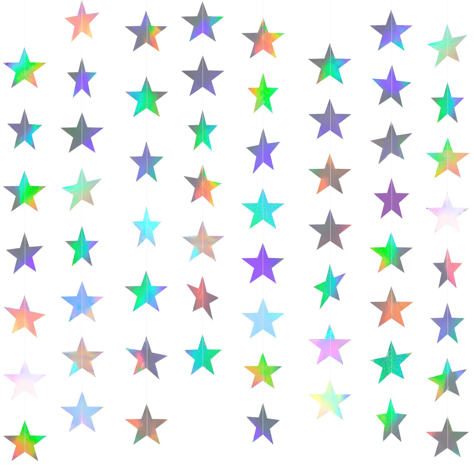 NACHLYNN 10 Pcs Star Garland 65 Ft for Birthday Party (5, Vibrant Colors)