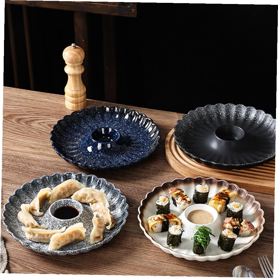 Plato de cerámica para sushi y snacks azul miniatura 7