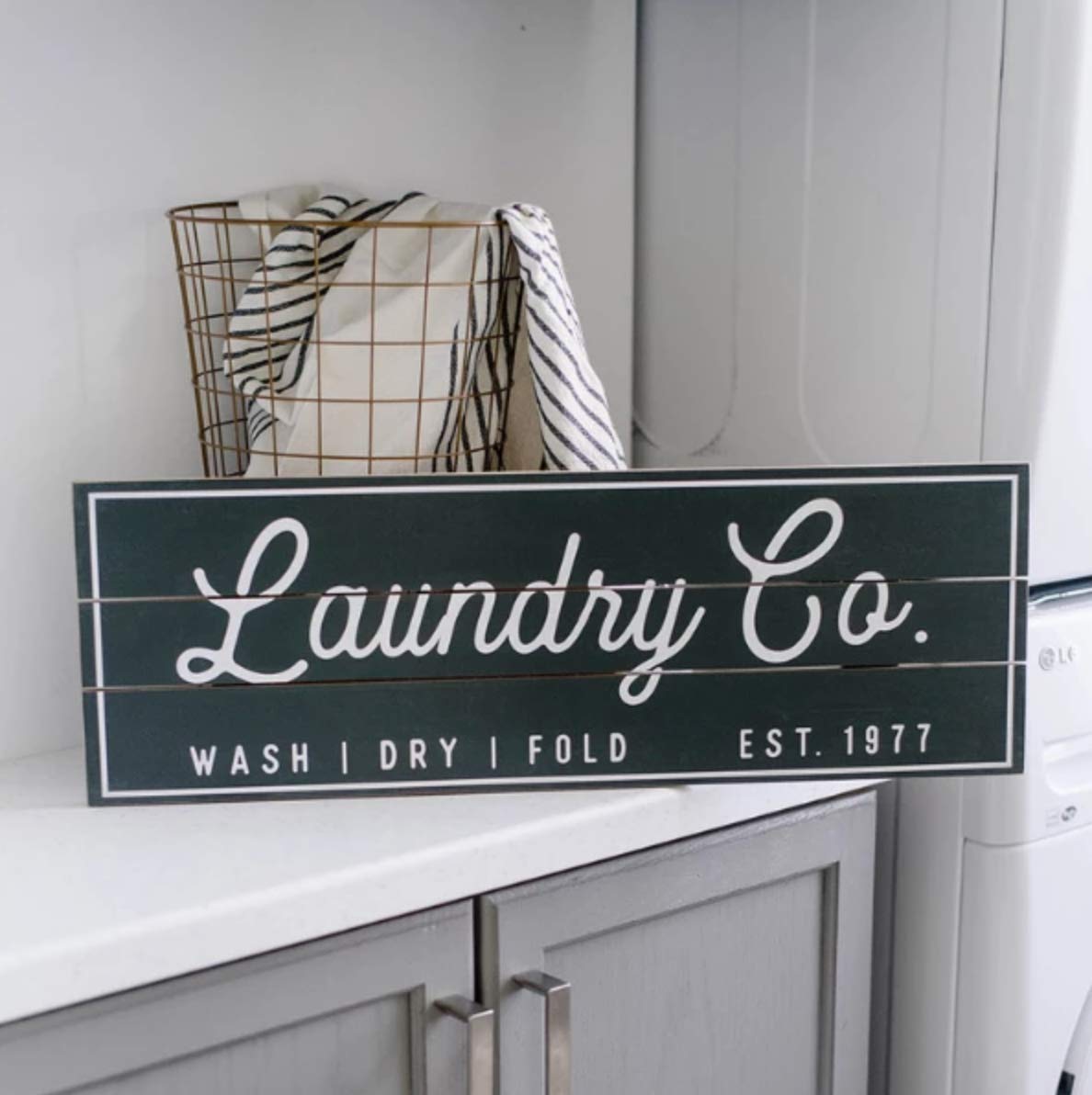 Sweet Water Decor Shiplap Laundry Co. Wood Sign 8x24 Vintage Wooden Wash Dry Fold Rustic