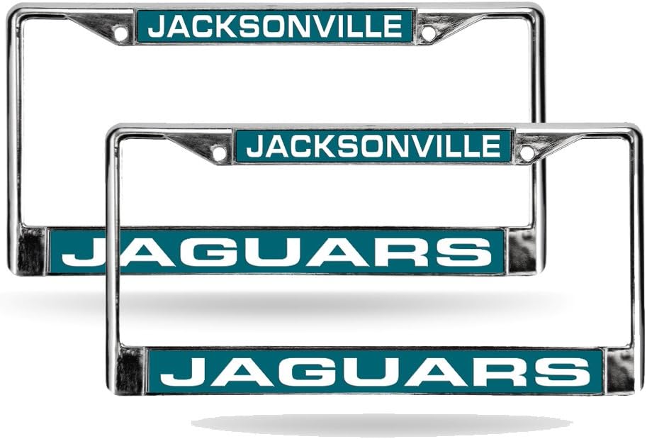 Jacksonville Football Jaguars Chrome Metal Laser Cut License Plate Frame - Set of 2 Frames