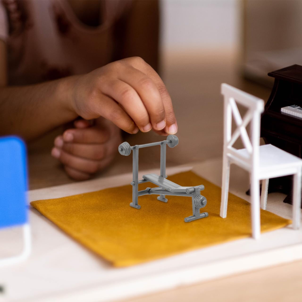 Ifundom – Mini Banc De Musculation Et Haltères Pour Maison De Poupée – Accessoire Fitness Miniature DIY