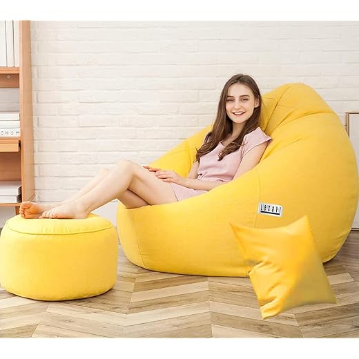 Jumbo Bean Bag with Footrest 6XL Yellow