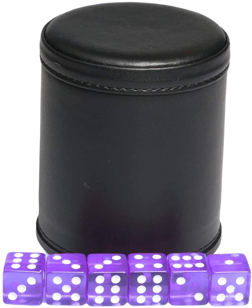 Dice Cup Pot à dés en similicuir avec intérieur en velours, silencieux, pour jeux de société Liars Dice Farkle Yahtzee
