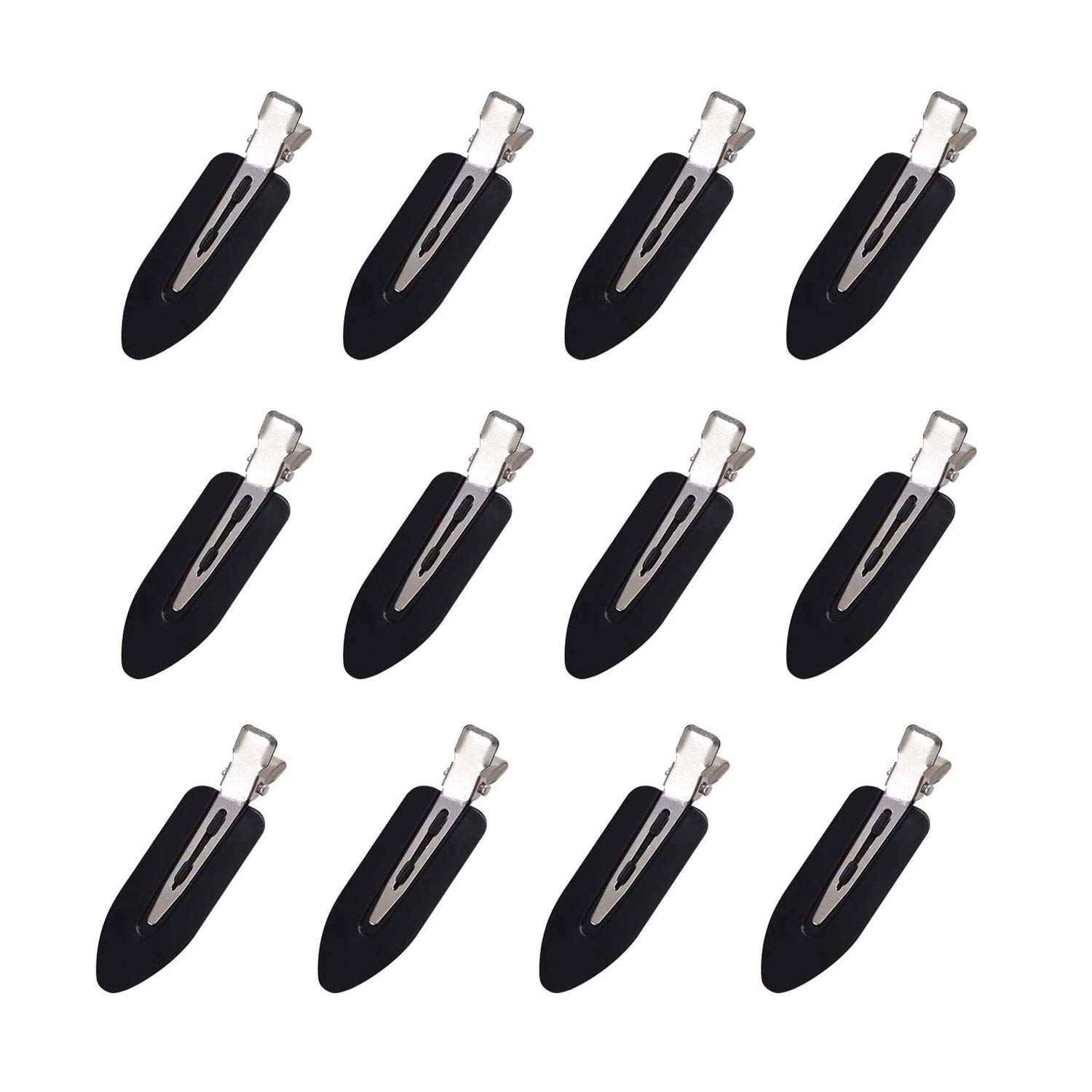 POFET 12pcs No Bend Hair Clips Makeup No Crease Hair Clips Pin Curl Clips for Hairstyle Bangs Waves Styling or Makeup Application Black