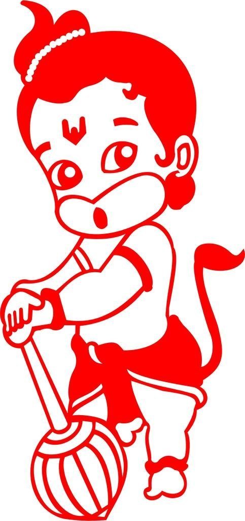 Fusion Hanuman JI Windows, Sides, Hood, Bumper Auto Sticker-Red