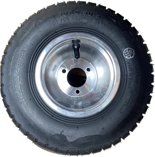 Miniatura 5 de Neumáticos y llantas delanteras Go KART de 10 x 4.5 a 5 pulgadas con 3 agujeros, 2 piezas en caja, neumáticos con superficie de grano para aumentar