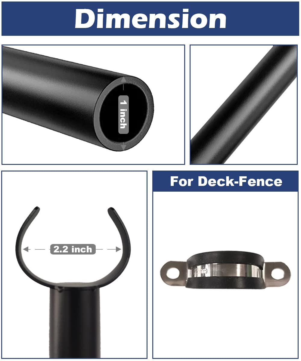 Eazielife 10FT String Light Pole for Outdoor, Heavy Duty Metal Lighting Stand Pole for Deck Fence Railing Backyard Patio Holiday Wedding Party Decorations (1 Pack)