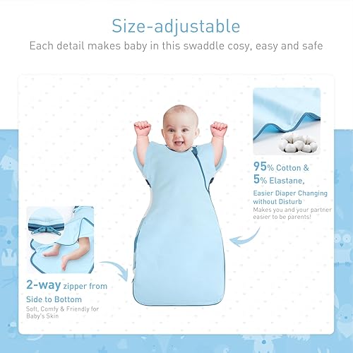 Miniatura 5 de Mantas para envolver de 3 vías con brazos levantados, saco de dormir con las manos arriba, saco de dormir fácil de cambiar pañales para bebés, niños