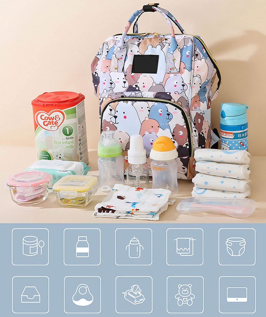 Zaino Mamma Neonato Fasciatoio Bambino Impermeabile Borsa Grande capacità Multifunzionale Nappy Zaino con 3Tasche Isolanti Bottiglia