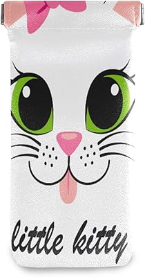 HUSSRITY Eyeglasses Case Cute Kitten Sunglasses Pouch Soft PU Leather Squeeze Top Eyeglass Holder Portable Glasses Case For Women Men