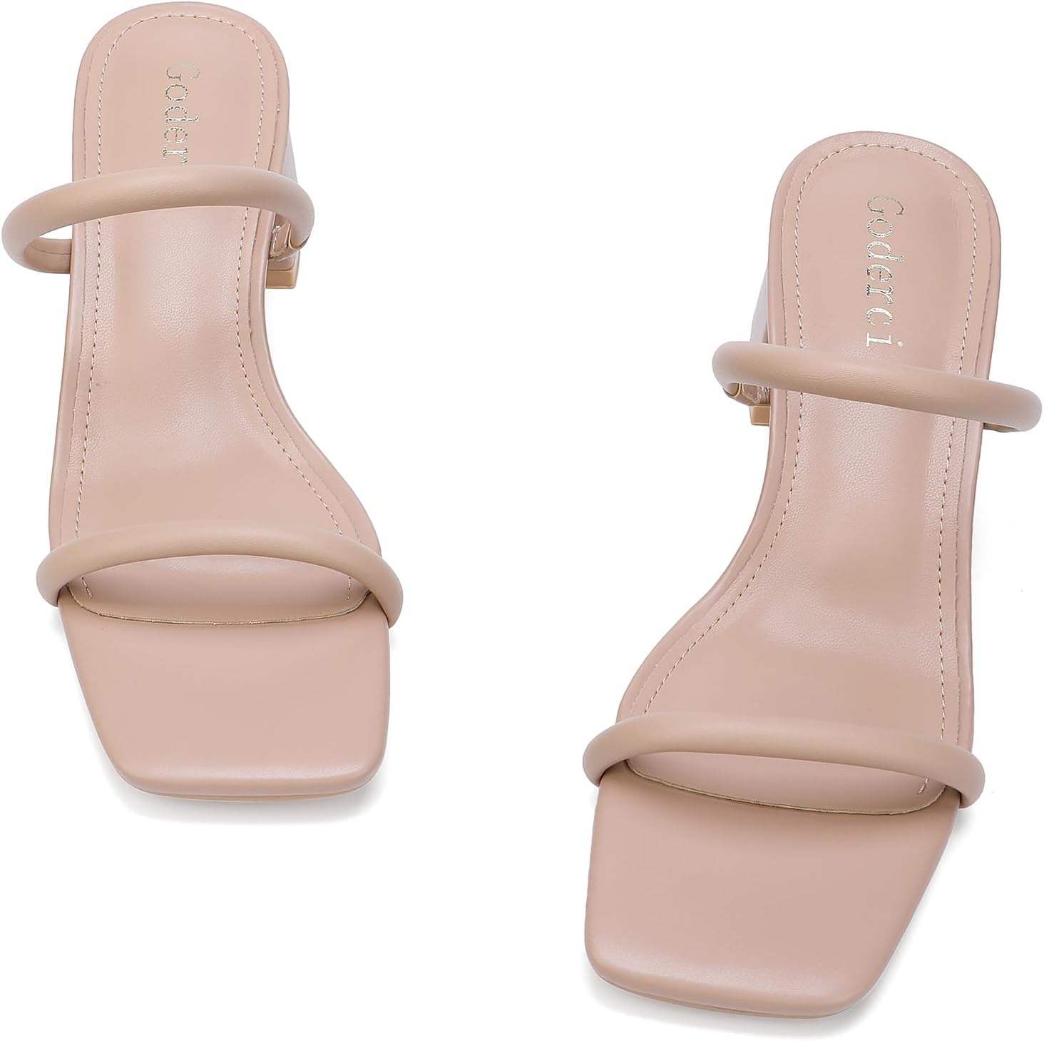 Women's Chunky Block Low Heeled Sandals Two Strap Square Open Toe Slip On Mule Heels - Image 4