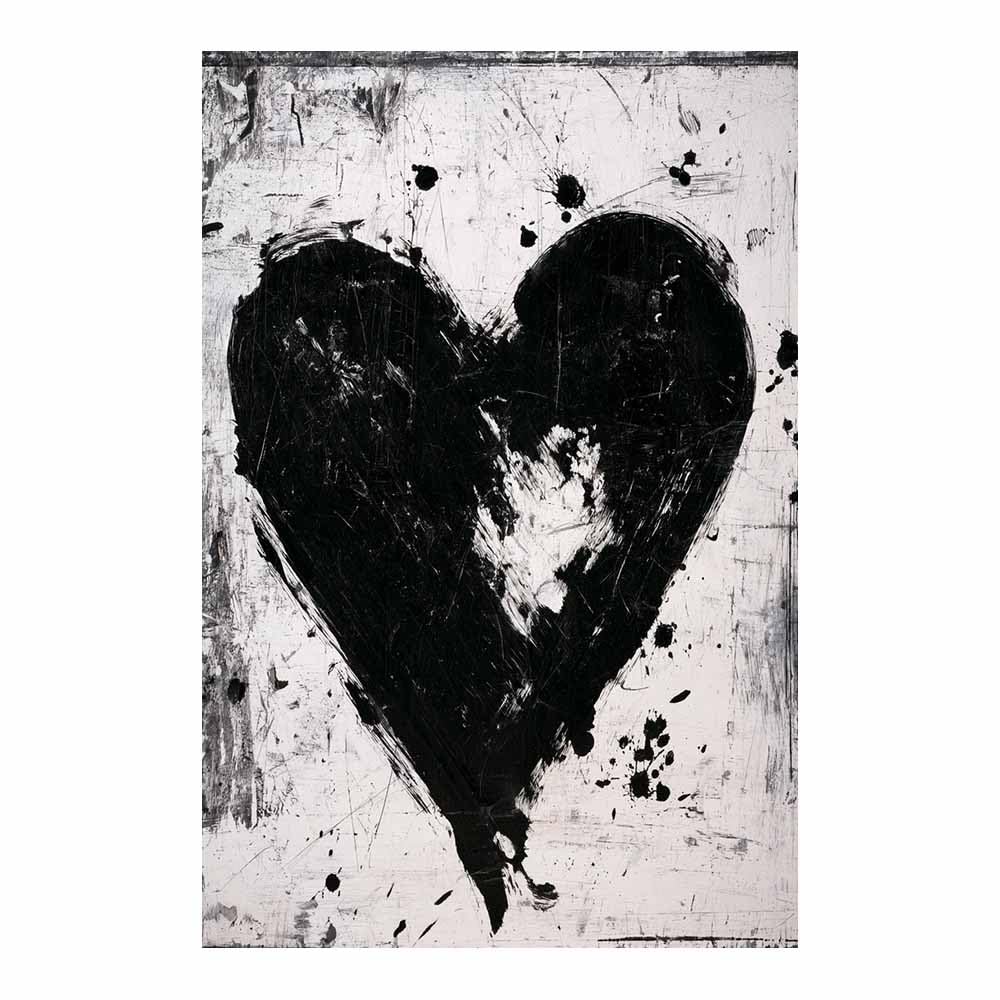 HOQIU Black And White Pictures Grunge Black Heart canvas wall art, painting and decor, for Living Room Bedroom Home Decoration(Multicolor)-70x100cm Unframed