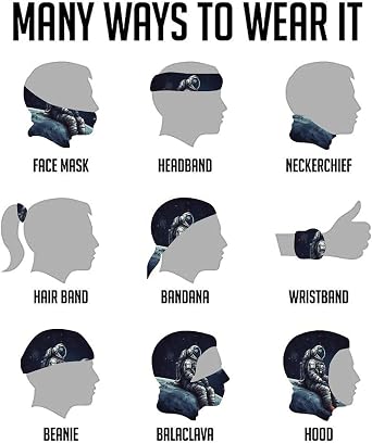 Astronaut Space Versatile Magic Scarf Face Mask Windproof Dustproof Multi-Way Neck Warmer Headband for Men Women All Seasons