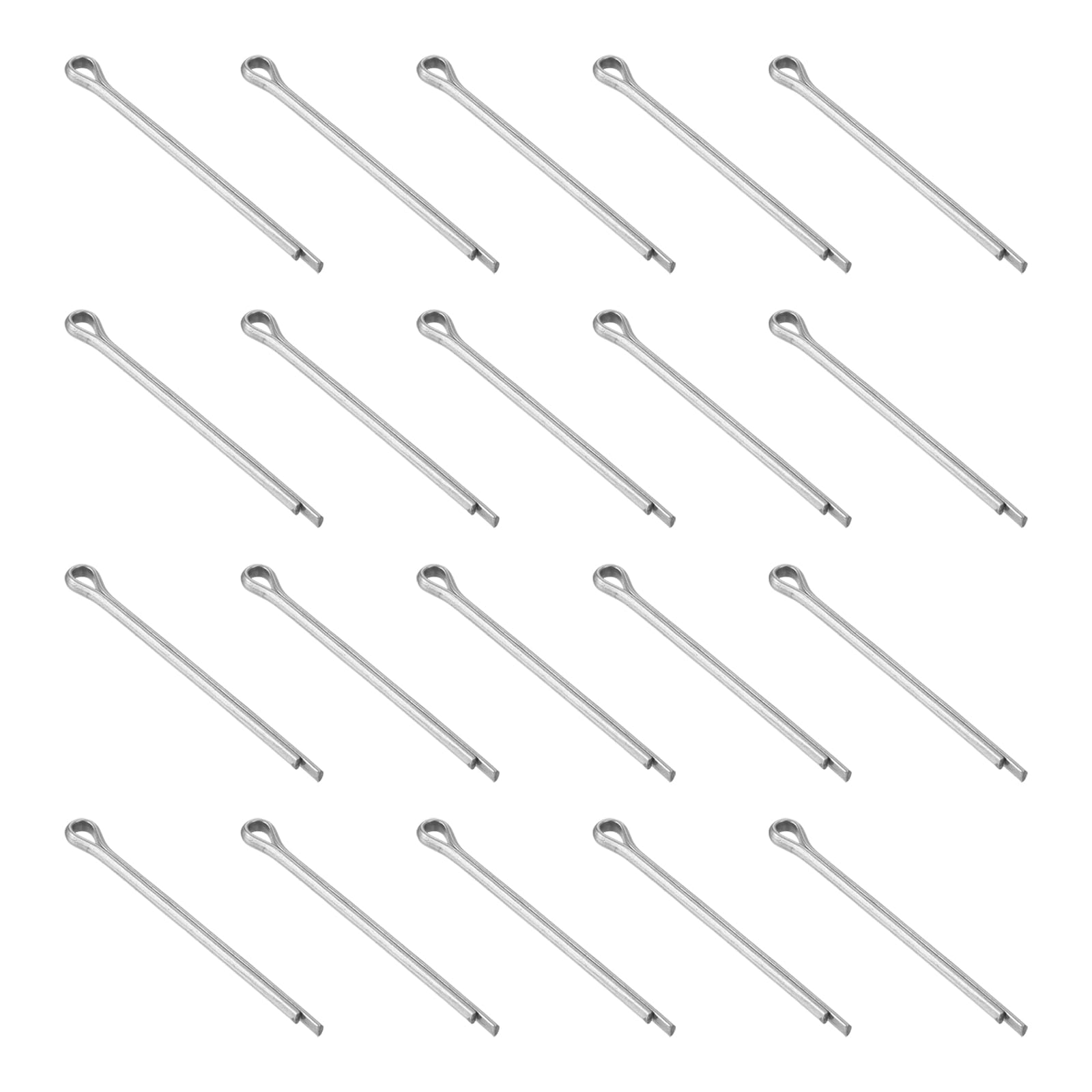sourcing map 25Pcs 3.2mmx50mm 304 Stainless Steel Cotter Pin, Split Pin Fastener Clips Split Cotter for Household Appliances, Sports Equipment, Car Mechanics Repair (Silver)