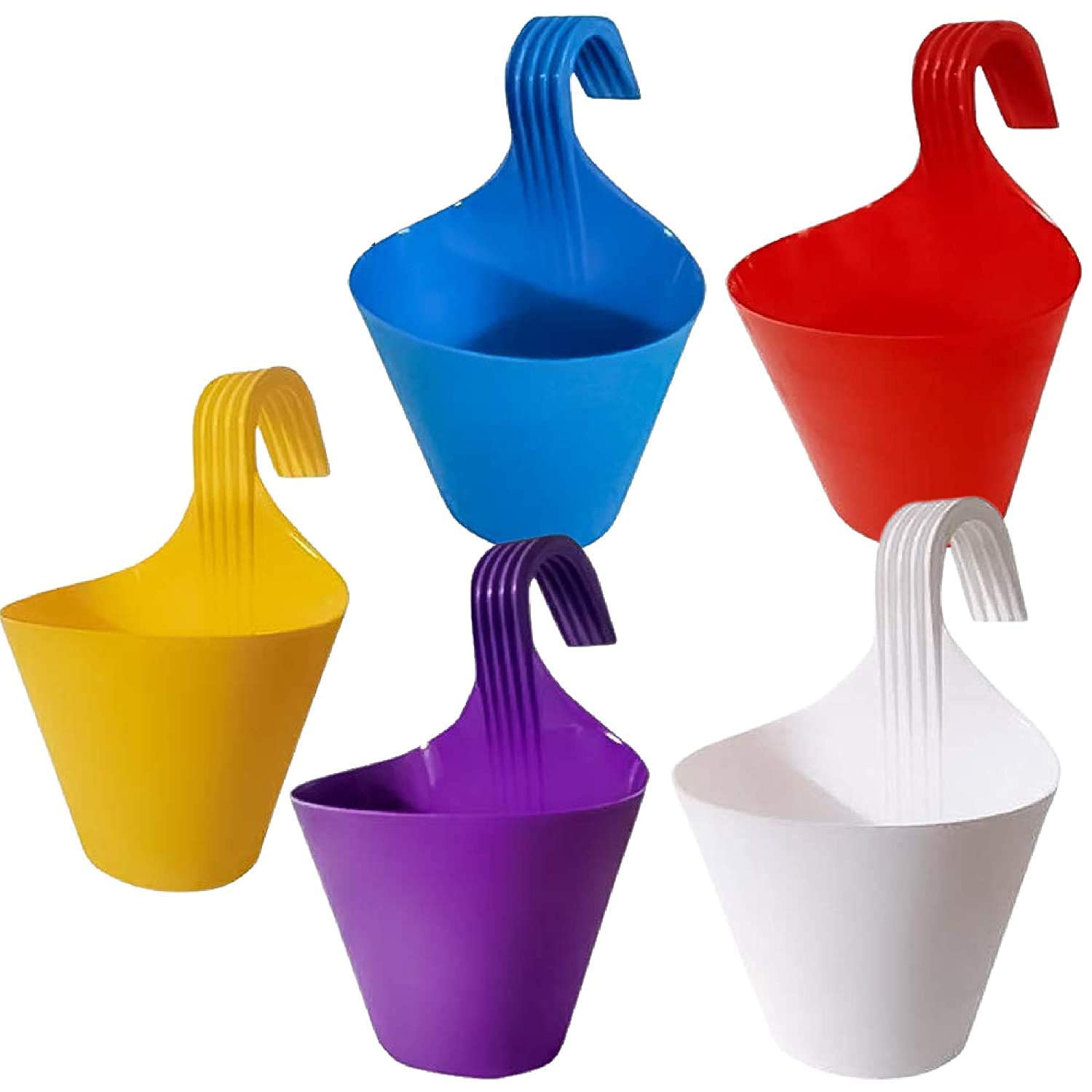 Amazon Brand - Umi Plastic Hanging Planter for Plants, Railing Flower Pots, Pot Diameter (22 cm), Pot Height (17 cm) (Set of 5)(Multicolor) (B09S3L9LVB) Amazon Price History, Amazon Price Tracker
