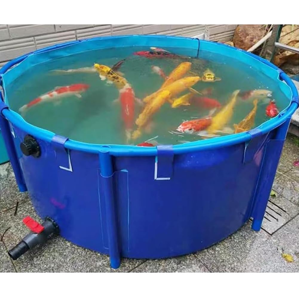 Piscina fuori terra, stagno rotondo in tela con rivestimento flessibile in PVC per acquario, per Koi/Fish (blu, 3,5 x 0,8 m), ideale per giardini acquatici all'aperto