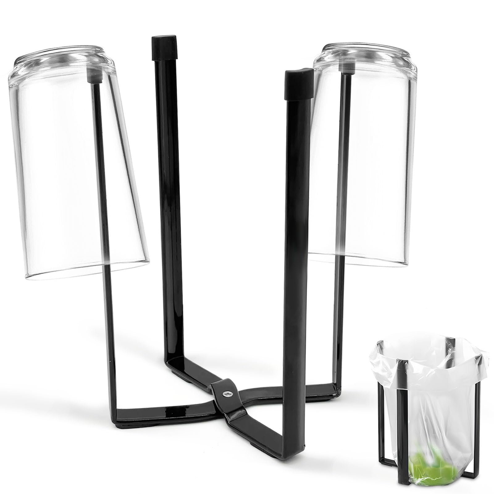 Scolabottiglie per Borracce,Portabottiglie Scolabottiglie Pieghevole, Scola Borracce, Metallo Scola Bottiglie, Scolabiberon per Cucina Sacchi Spazzatura, Supporto Sacco Spazzatura Piccolo, 21.5 cm