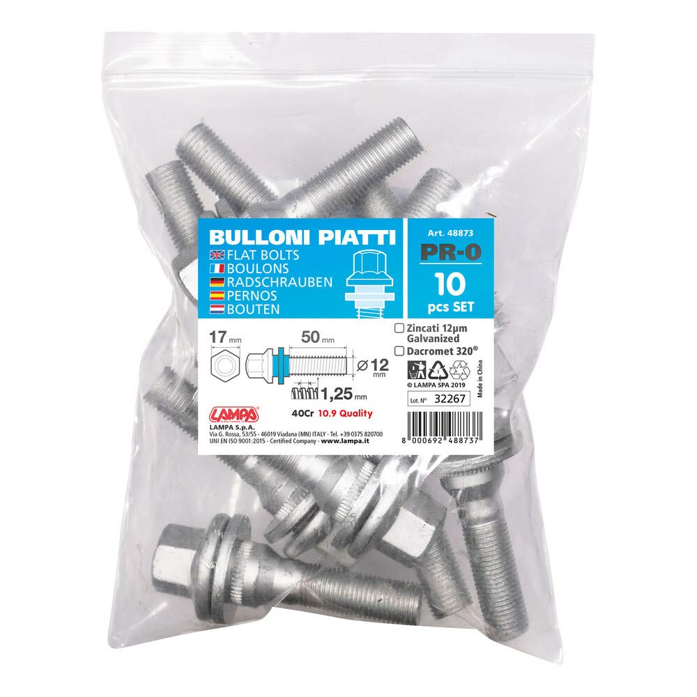 PILOT 48873 Set 10 bulloni Lunghi Piatti con rondella - PR0 - Busta