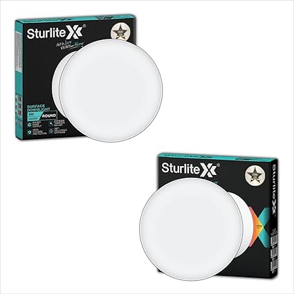 Sturlite Lexxo 8W Round LED Surface Light| 6500k Cool White Color Temperature| 800 Lumens with CRI Tech for Accurate Color Representation - (Pack of 2)