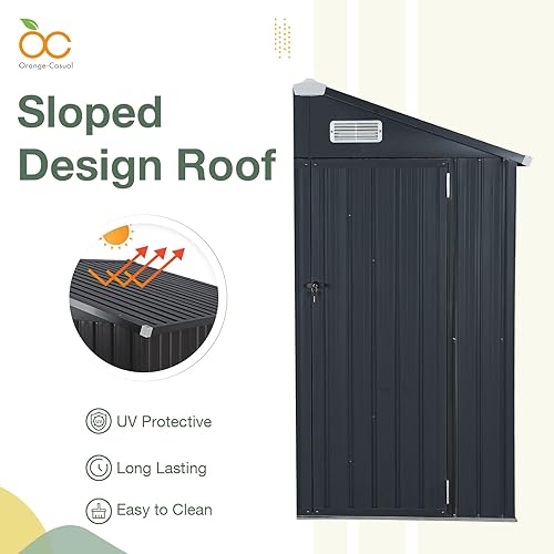 Miniatura 5 de OC Orange-Casual Cobertizo de almacenamiento de 8 x 6 pies, cobertizo de acero galvanizado para exteriores, casa de almacenamiento de herramientas