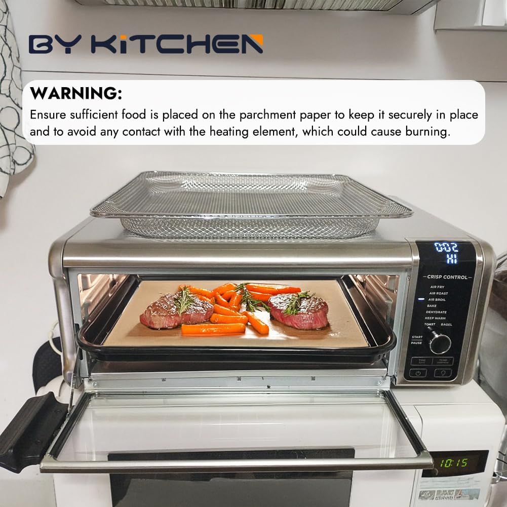 BYKITCHEN 12 Inch Air Fryer Parchment Paper for Ninja Air Fryer SP151 SP351 SP101 SP201 SP301, 120PCS Airfryer Disposable Liners for Ninja Foodi Airfryer Combo, Flip Up Toaster Oven Accessories - Image 6