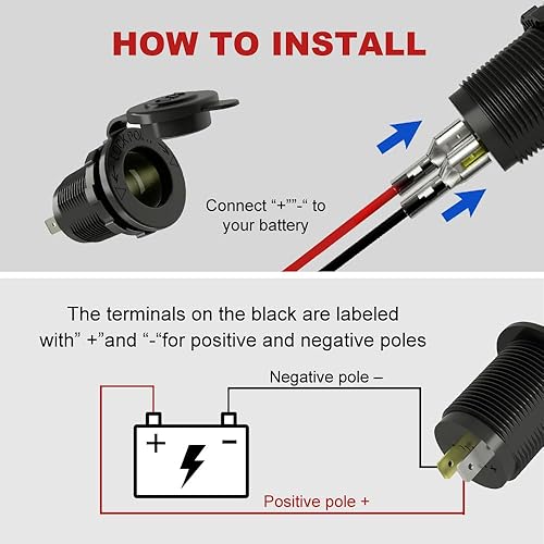 Miniatura 10 de YM1082 - Juego de montaje de enchufe de enchufe de enchufe de enchufe de enchufe de 12 V CC con botón de 12 V, accesorio de repuesto de salida de 12