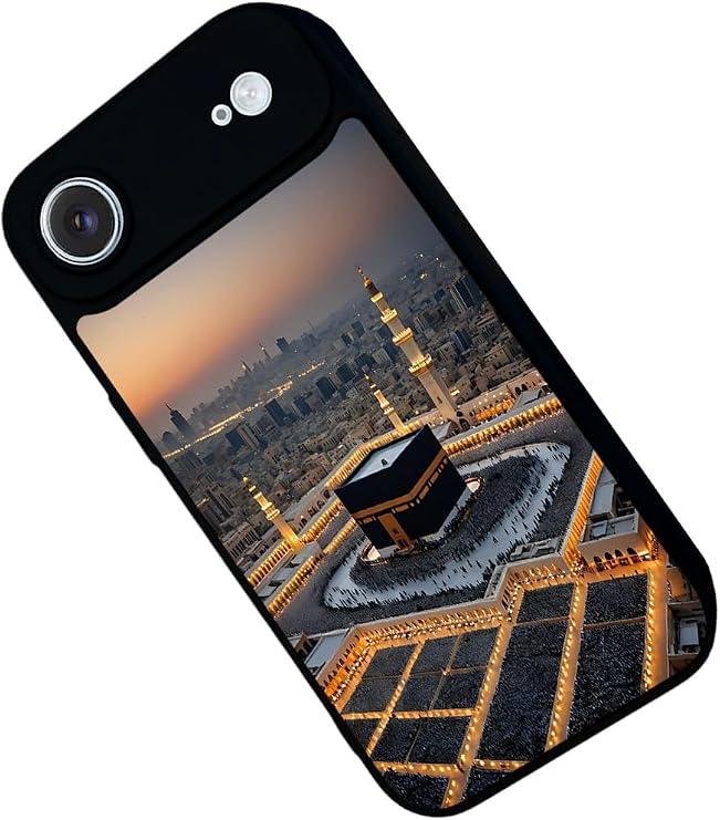 Apple iPhone Air ile Uyumlu Siyah Silikon Kılıf, Mekke-Kabe Baskılı, Çiziklere ve Darbelere Karşı Koruma