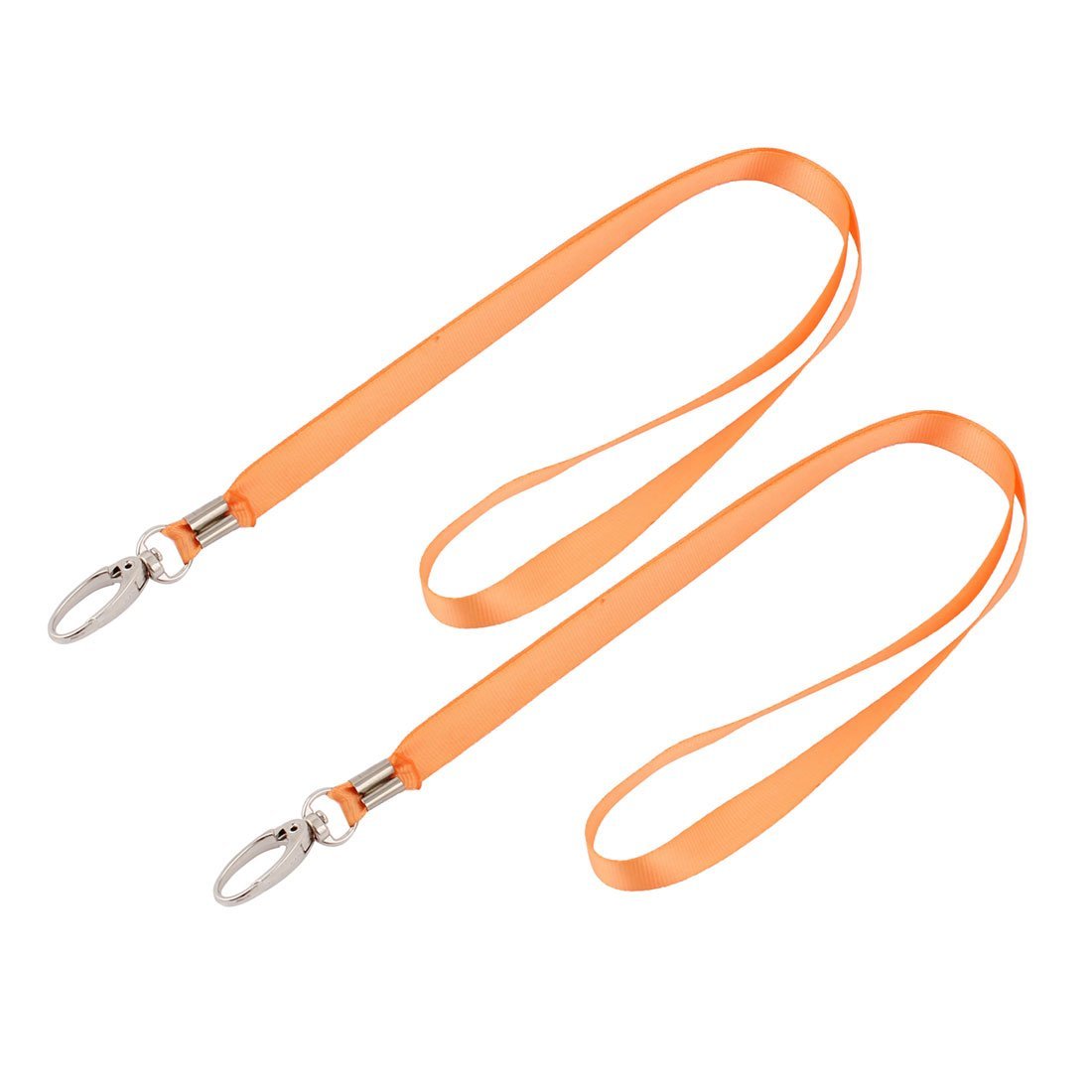 Metal Clip Card Name Hanging Strap Neck String 2.5ft 2pcs Orange-image-1