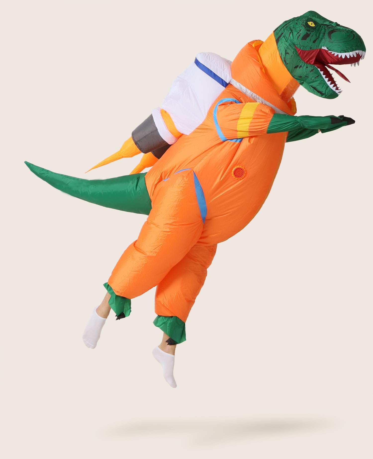 GOPRIME Disfraz inflable de astronauta de dinosaurio, traje espacial T Rex, talla para adulto