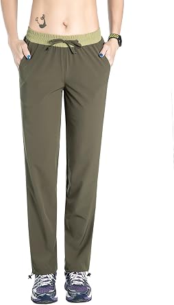 unitop Womens Pants Quick Dry Elastic Waist Drawstring Workout Hiking Pants