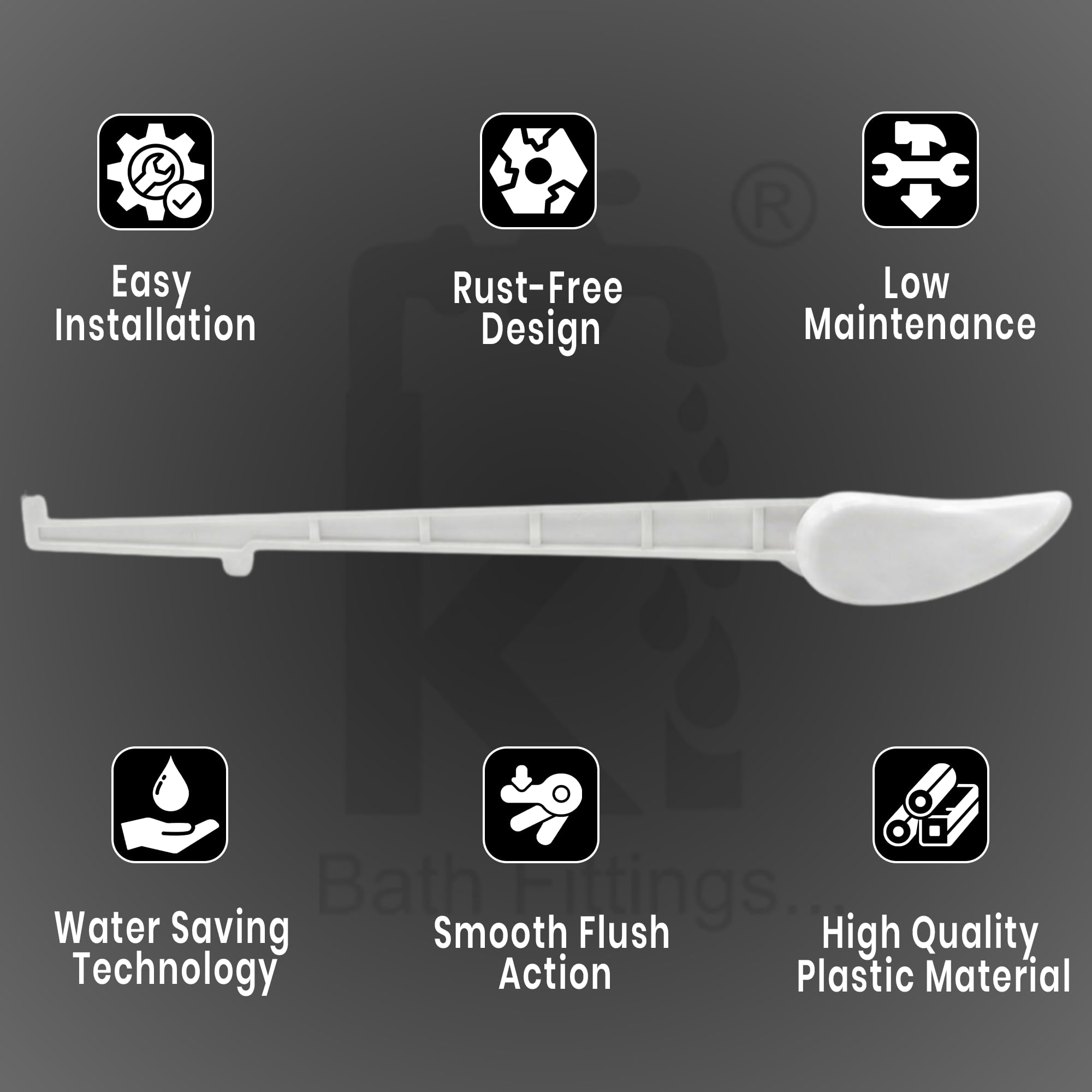 KI Plastic Toilet Flush Tank Lever Handle (Parry Type, White) 2