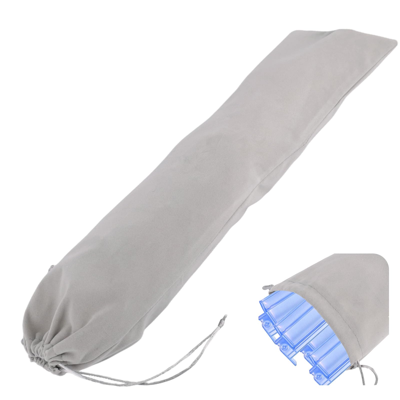 Mahjong Rack Storage Bag with Drawstring, 58x16.5cm/22.8x6.5in Waterproof Large Capacity Flocked Fabric Mahjong Rack Drawstring Pouch Carrying Long Bags for Storage Racks with Pushers & Tiles (Grey)
