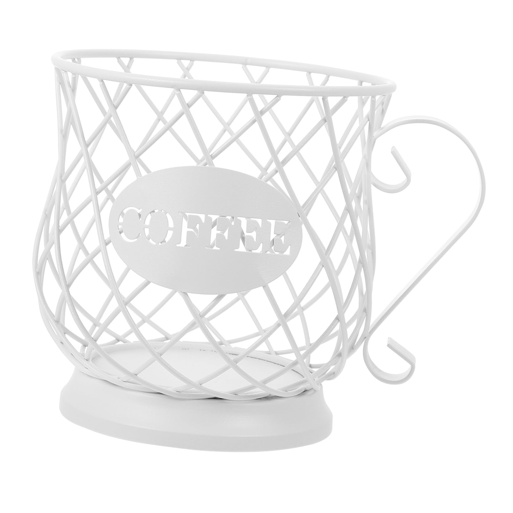 Veemoon Organizer Porta Cialde di Caffè in Metallo Bianco Cestino Porta Capsule, Tazza per Cialde da Caffè Grande Capacità, Contenitore Salvaspazio per Cucina e Bancone Ordinato