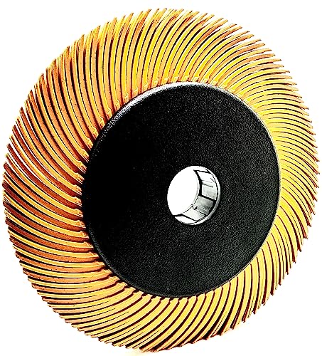 Image of Radial Bristle Brush, 6 in x 1 /2 in x 1 in, 80 Grit (Yellow) Type C Curved Bristles, 1 Pack