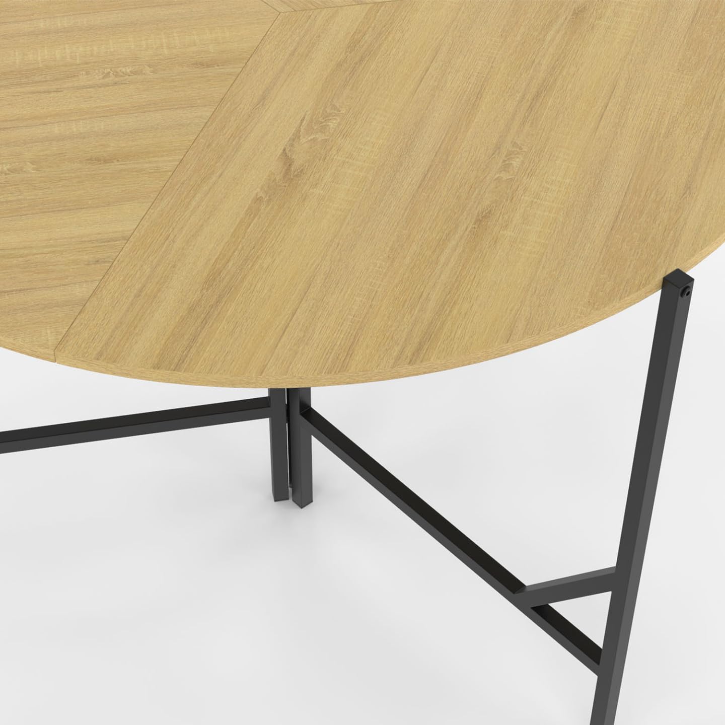 IDMarket - Tavolo da pranzo rotondo pieghevole YAEL per 4 persone, legno e nero, design industriale, 110 cm