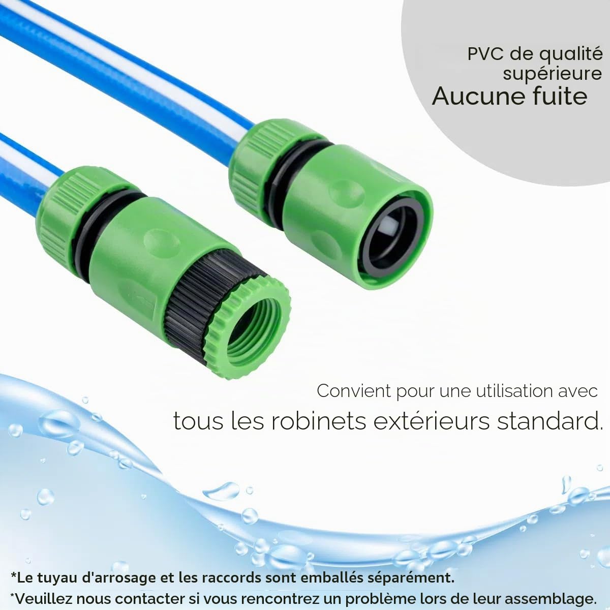 Tuyau d'arrosage de qualité alimentaire avec ensemble de raccords de tuyau pour eau potable, caravane, camping-car et camping-car, 12 mm x 16 mm de diamètre extérieur