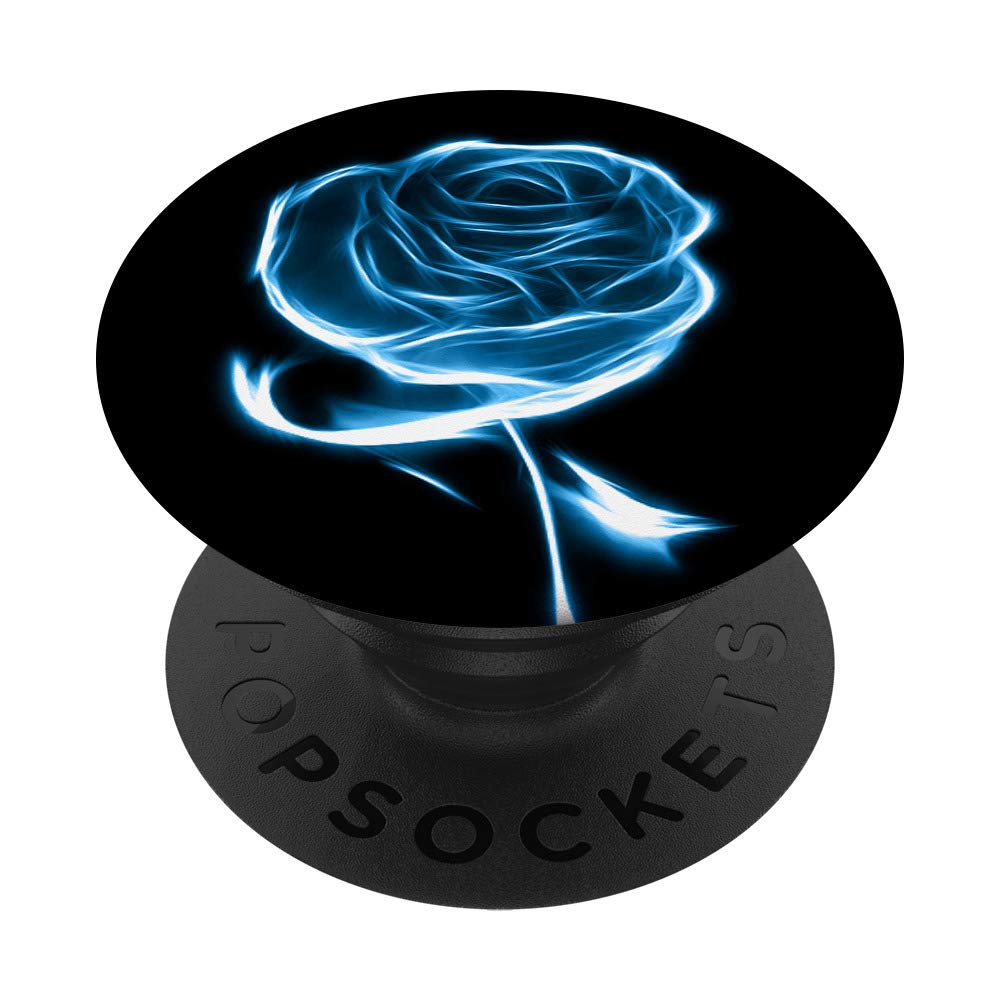 Floral Chic Design Light Blue Rose Flower PopSockets Grip and Stand for Phones and Tablets