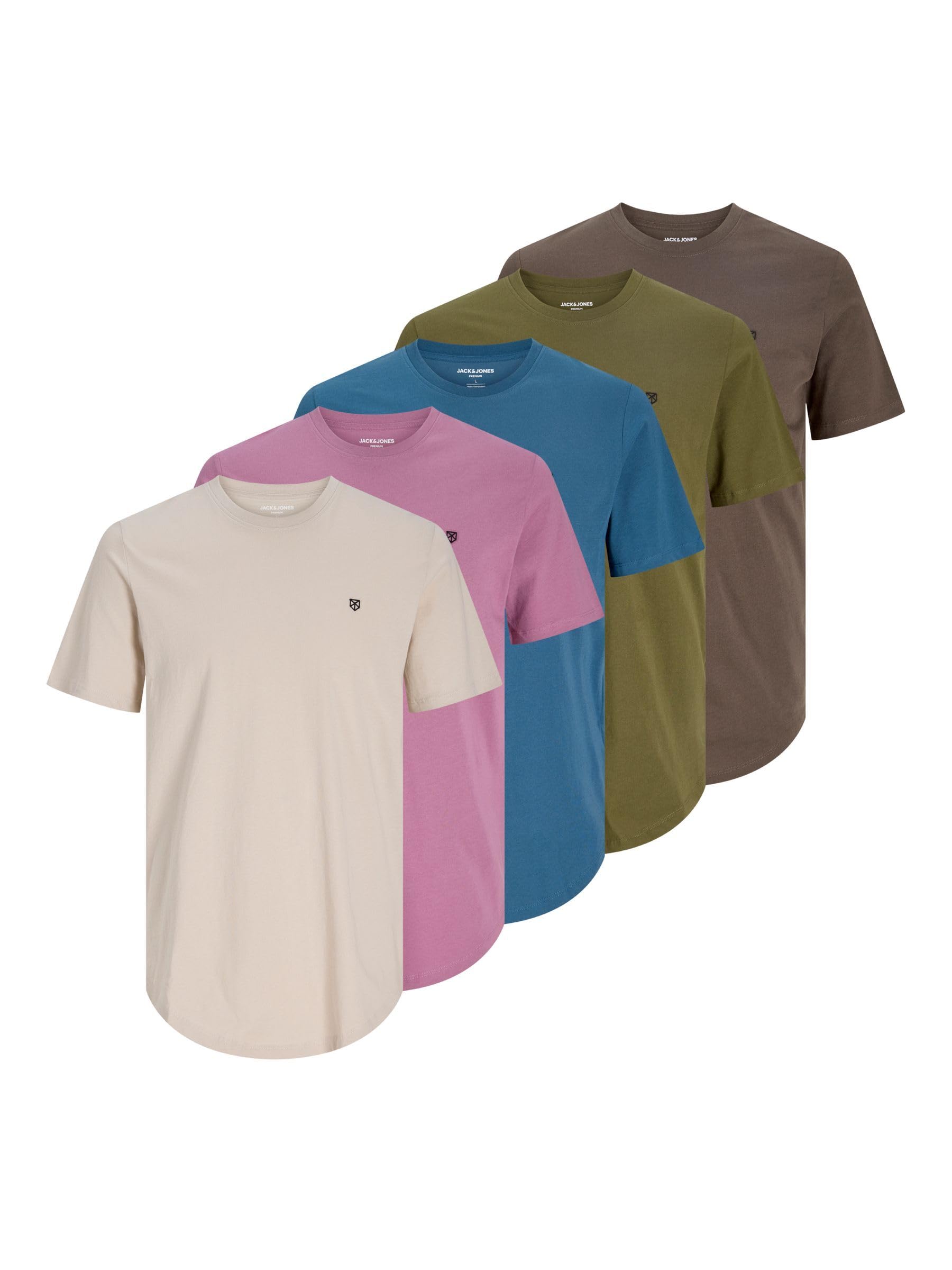 JACK & JONES Male T-Shirt 5er-Pack Einfarbig T-Shirt