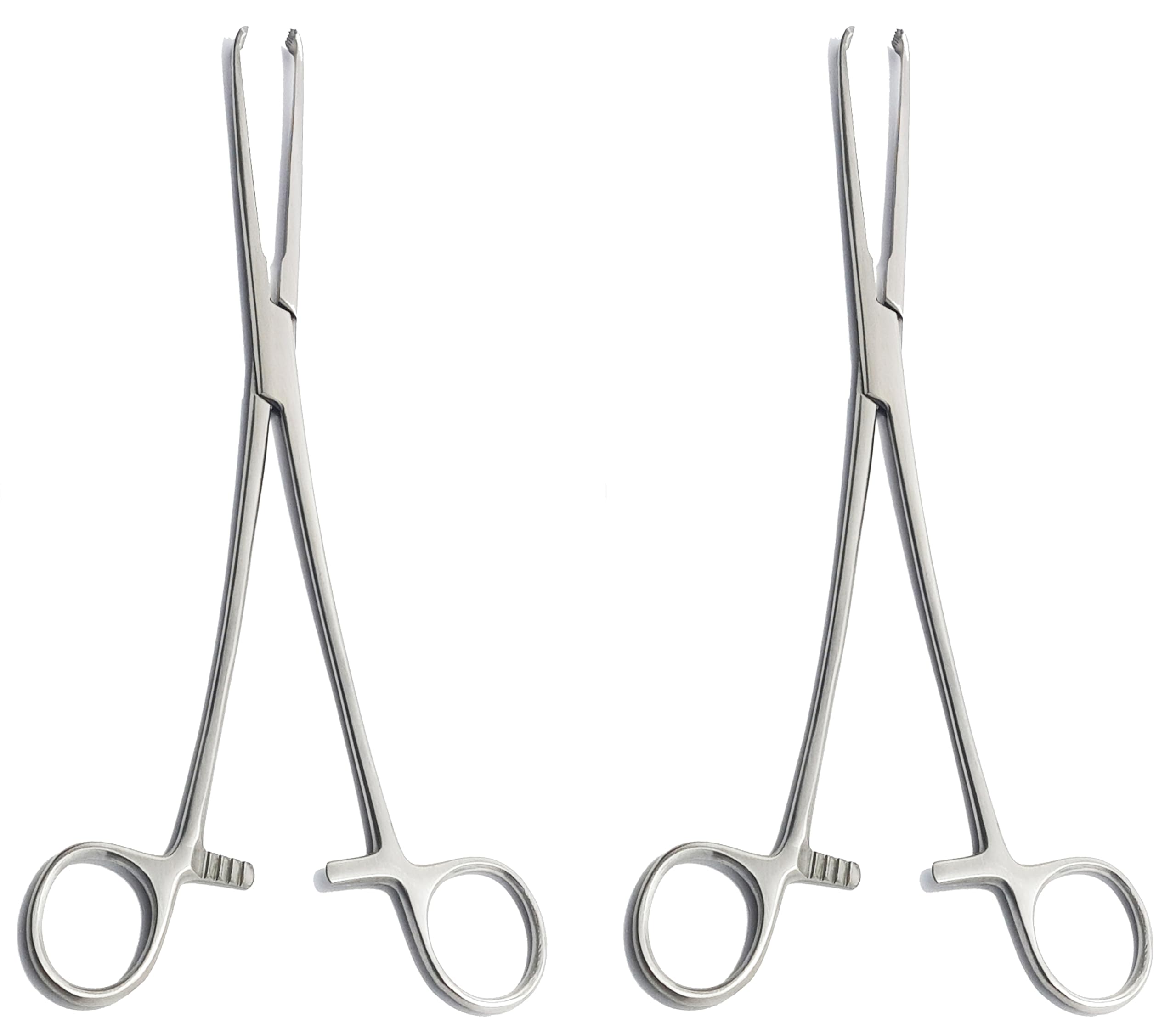 2 Pcs Surgical Allis Tissue Hemostatic Forceps 19 cm 17.5